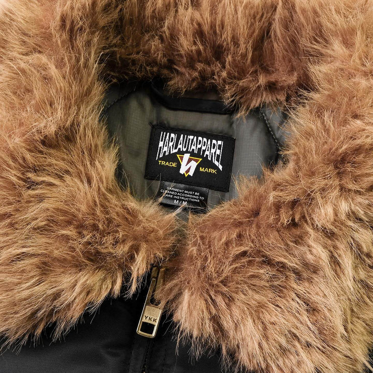 BOMBER FUR JACKET - BLACK