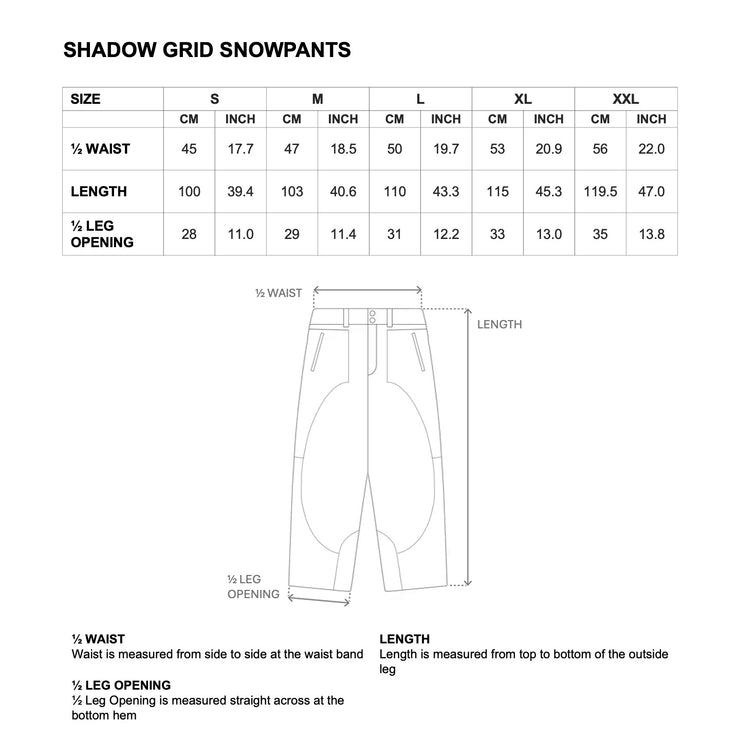 SHADOW GRID SNOWPANTS - BLACK