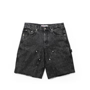 DENIM 13OZ WORK SHORT - WASHED BLACK