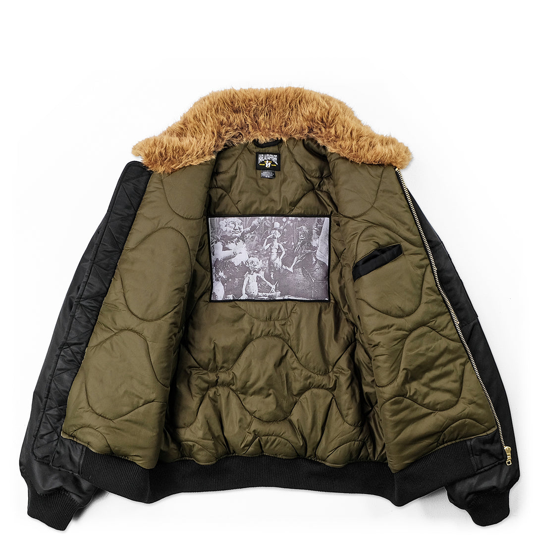 BOMBER FUR JACKET - BLACK – Harlaut Apparel