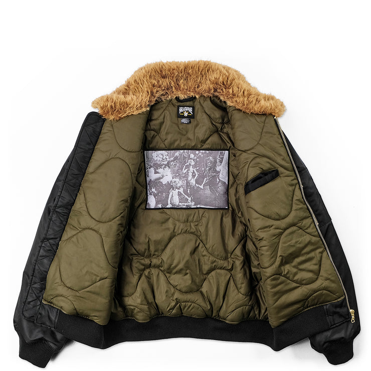 BOMBER FUR JACKET - BLACK