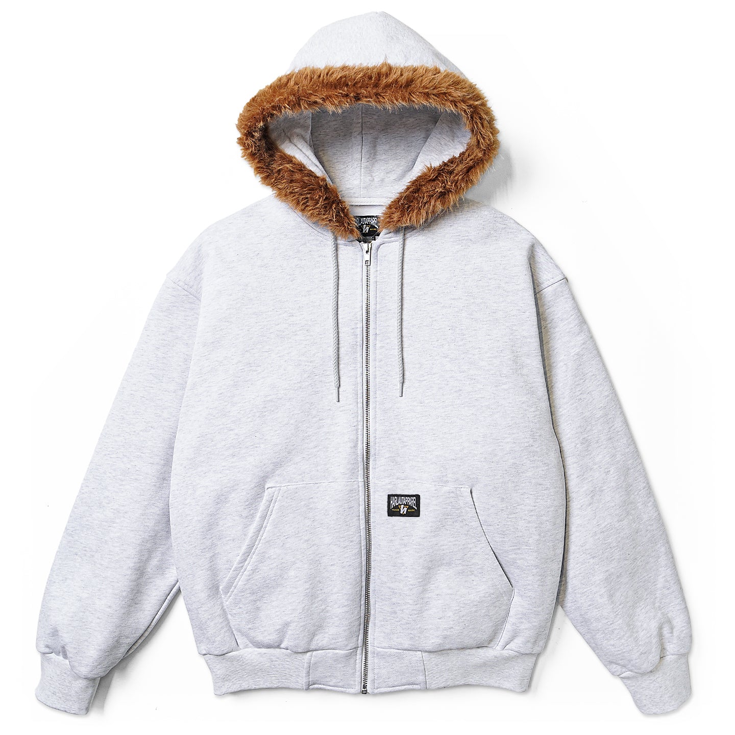 FAUX FUR ZIP HOODIE - ASH – Harlaut Apparel
