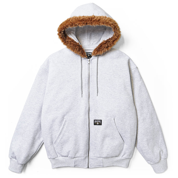 FAUX FUR ZIP HOODIE - ASH – Harlaut Apparel