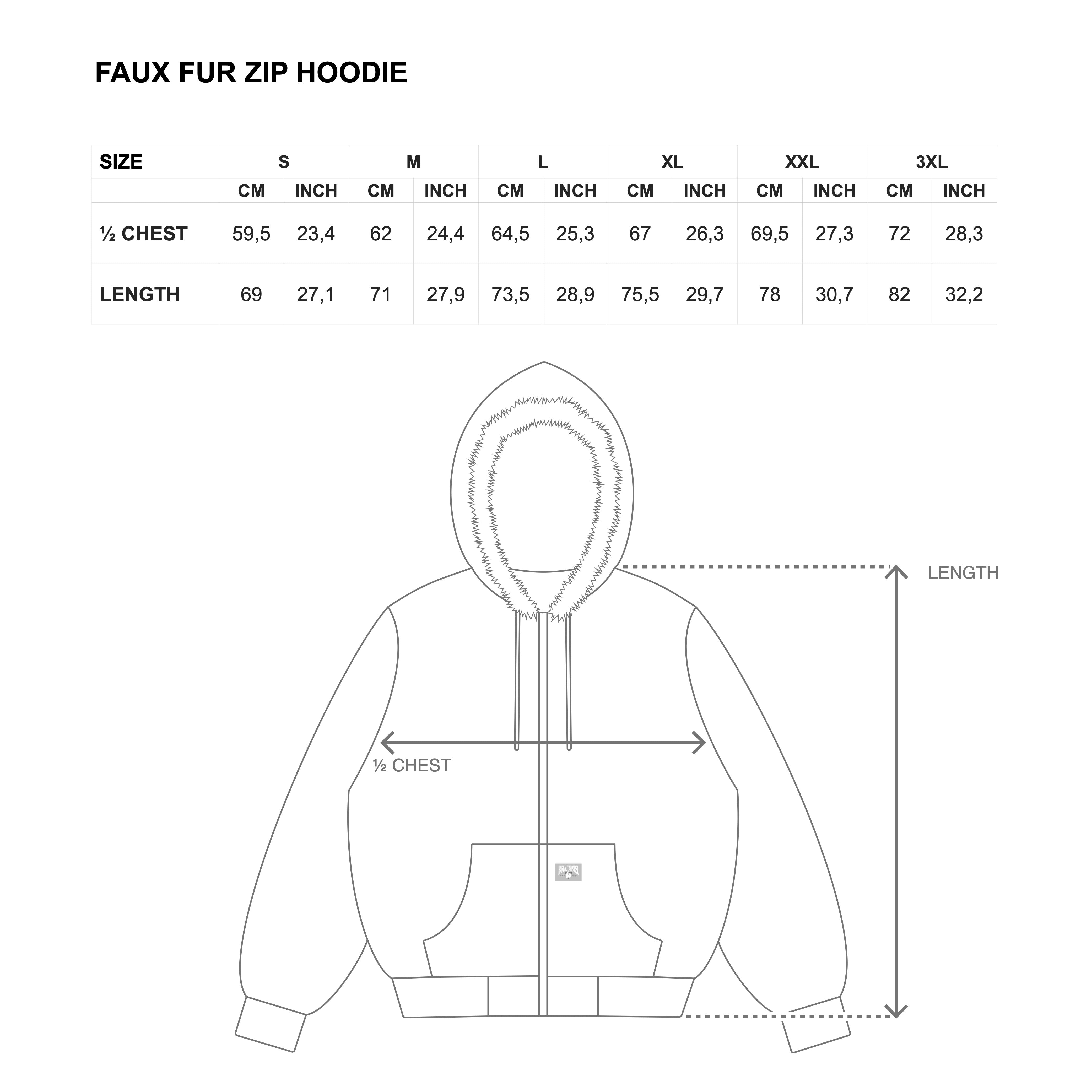 FAUX FUR ZIP HOODIE - ASH – Harlaut Apparel