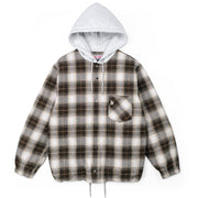HOODED FLANNEL SHIRT - BROWN