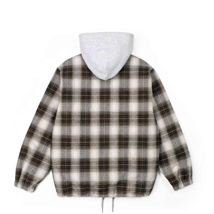 HOODED FLANNEL SHIRT - BROWN