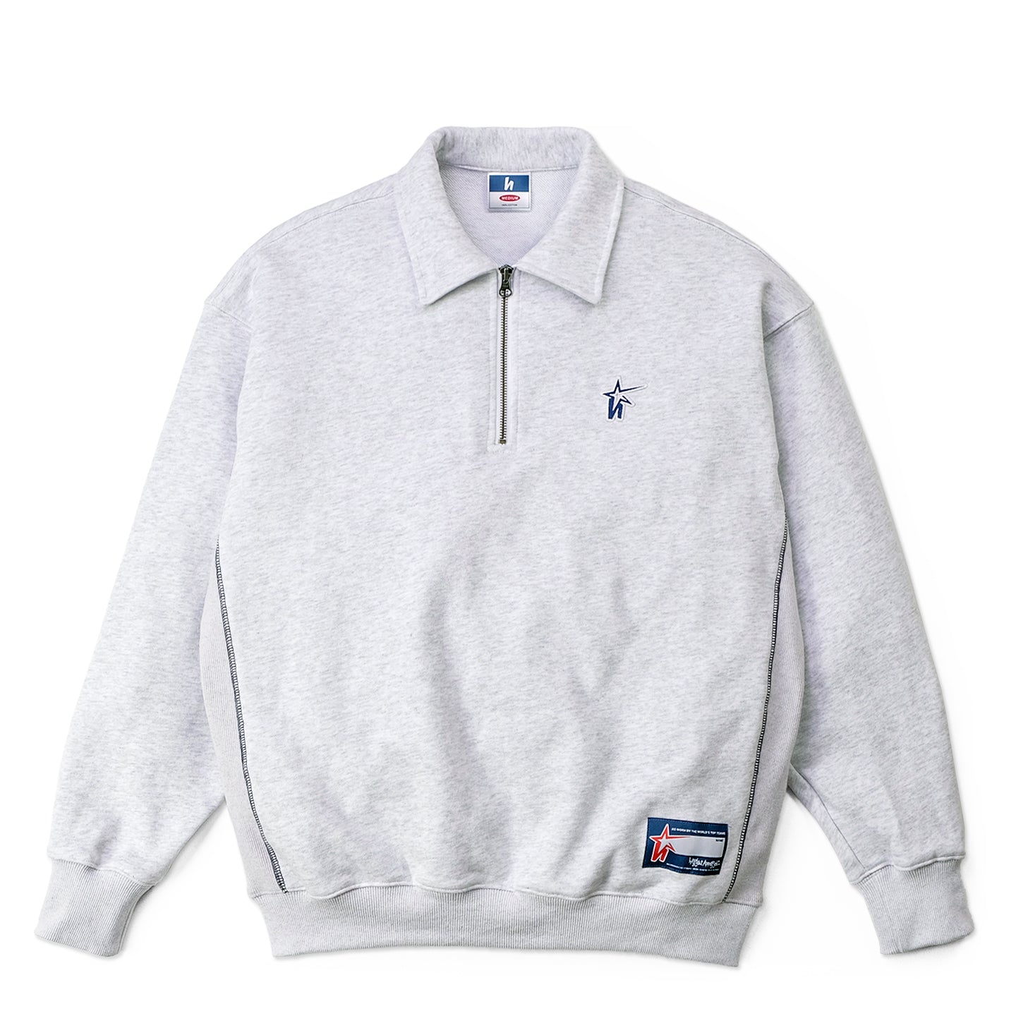 1/4 ZIP STAR SWEATSHIRT - ASH – Harlaut Apparel