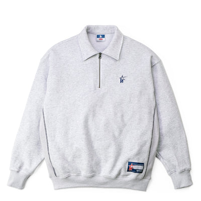 1/4 ZIP STAR SWEATSHIRT - ASH