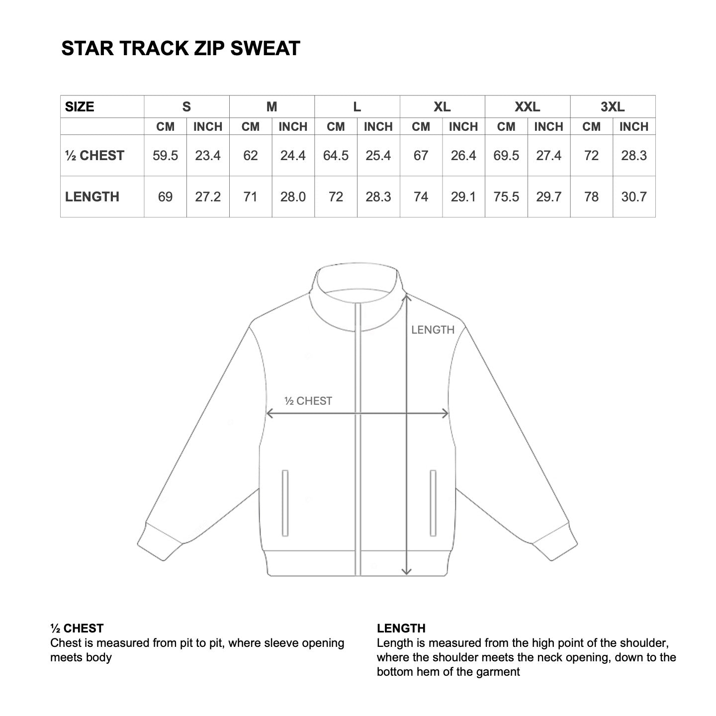 STAR TRACK ZIP SWEAT - BLACK – Harlaut Apparel