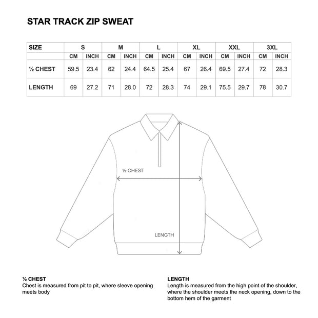 STAR TRACK ZIP SWEAT - BLACK