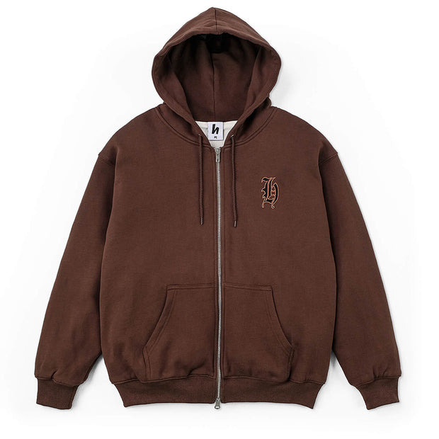 THERMAL ZIP HOODIE - BROWN