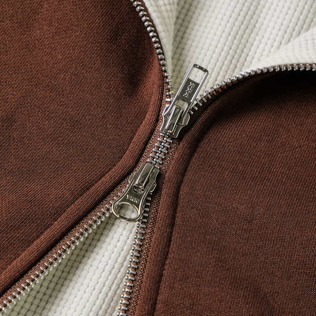 THERMAL ZIP HOODIE - BROWN